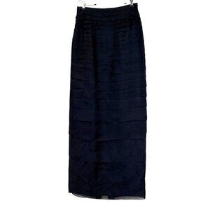 Calvin Klein Women's Silk Ruffled Tier Skirt Midi Black Size M